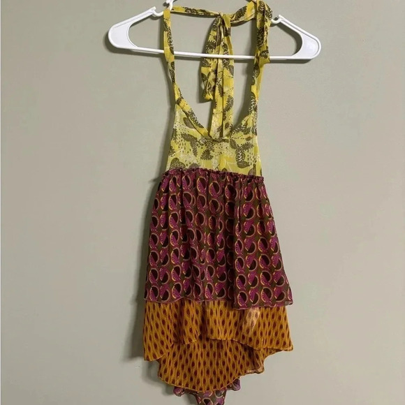 Zara Tops - Zara Chemise Sheer Printed Halter Top Size XS Boho Tiered NWT New
